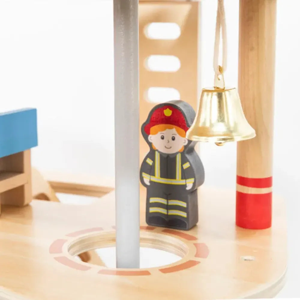 VIGA Toys Caserne de Pompiers en Bois avec Accessoires - 3A+