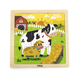 Viga Toys Puzzle en Bois 9 Pièces 18M+ - Vache