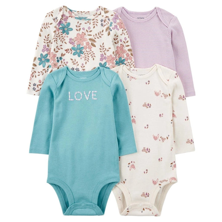 Carter's Pack de 4 bodis de manga larga - Multicolor