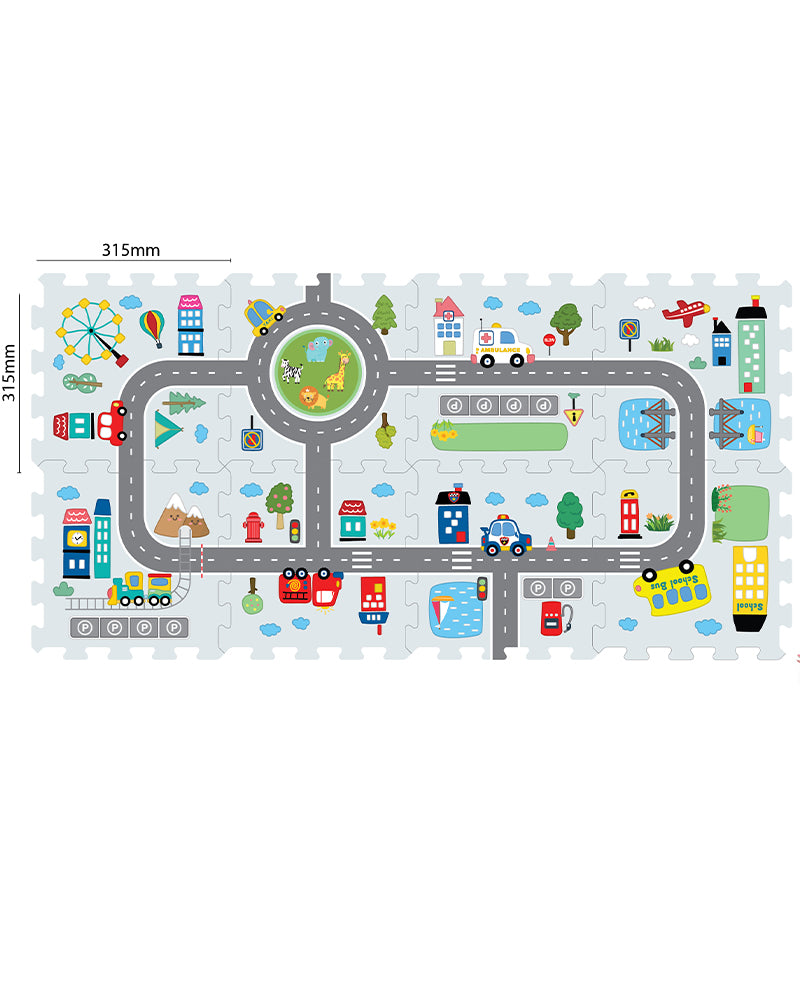 Sunta Tapis Puzzle de Piste Routière Imprimé 3M+ - Voiture
