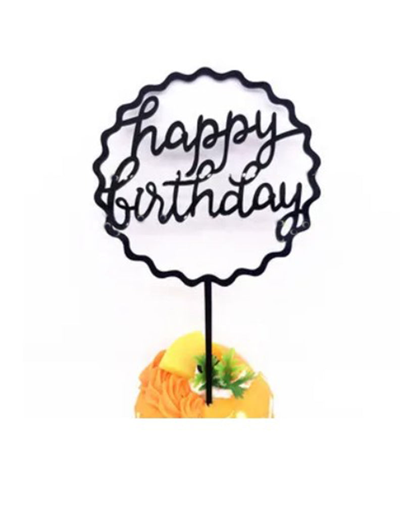 Cake Topper Happy Birthday - Noir