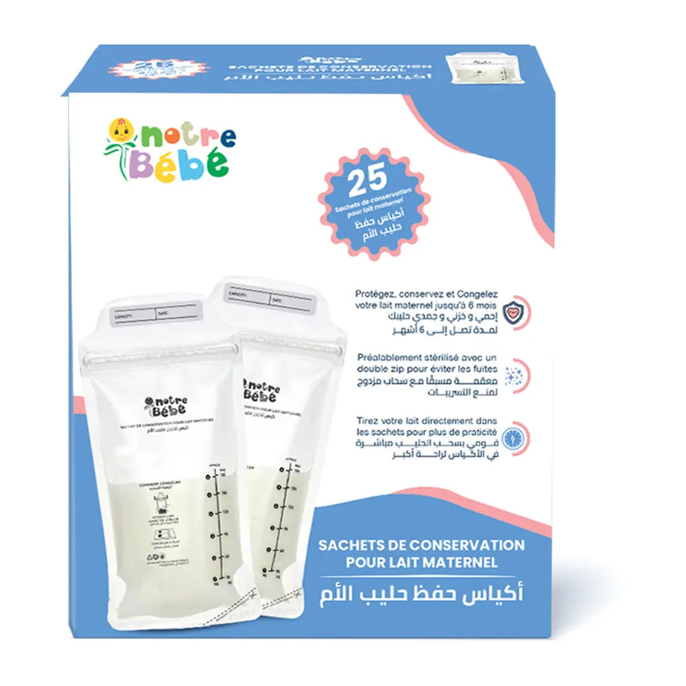 Notre-Bébé Sachets de Conservation du Lait Maternel 25 Sachets