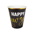 Lot de 8 gobelets papier Happy New Year doré et noir
