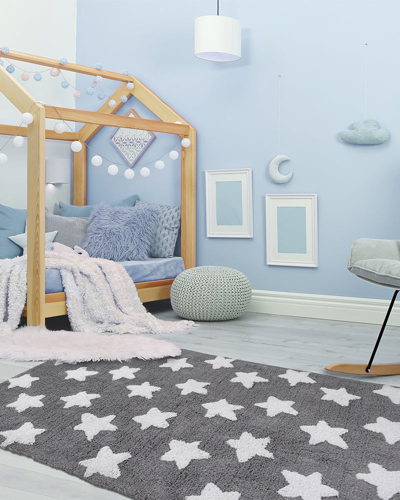 Tapis Étoile 100% Bio Gris & Blanc
