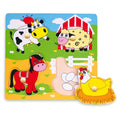 Viga Toys Puzzle Plat avec Gros Bouton en Bois la Ferme - 12M+