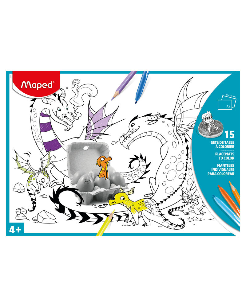 Maped Set of Cardboard Paper Placemats to Color x15 - Blue