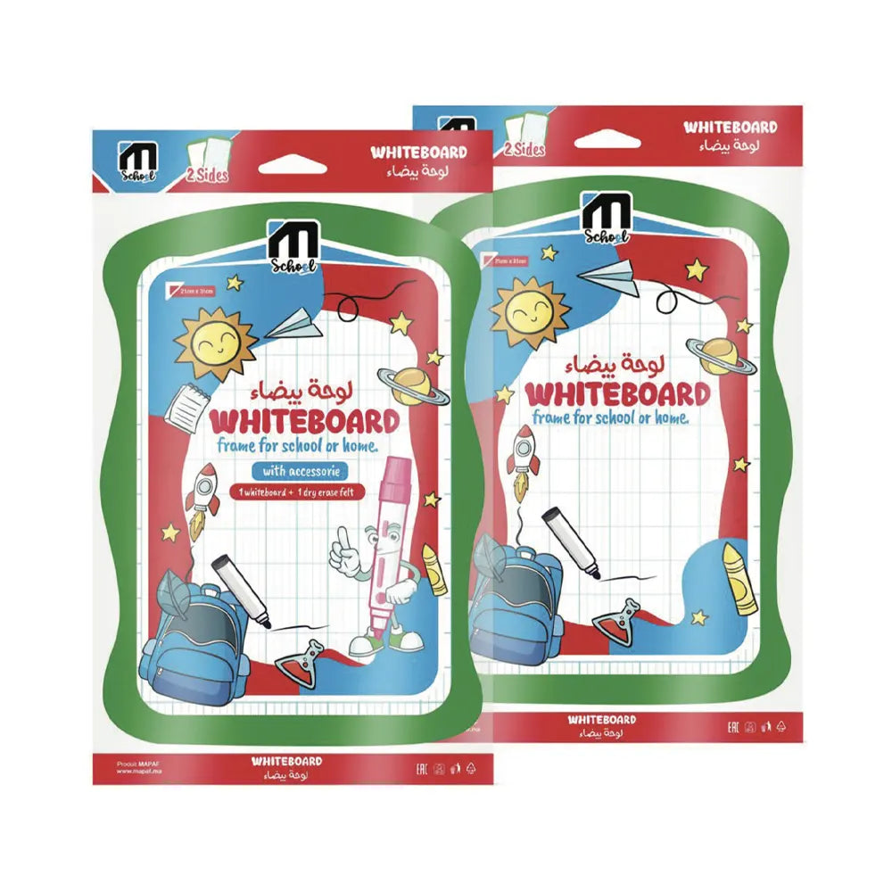 M.School Ardoise Blanche 30 x 20 cm – Couleurs Aléatoires