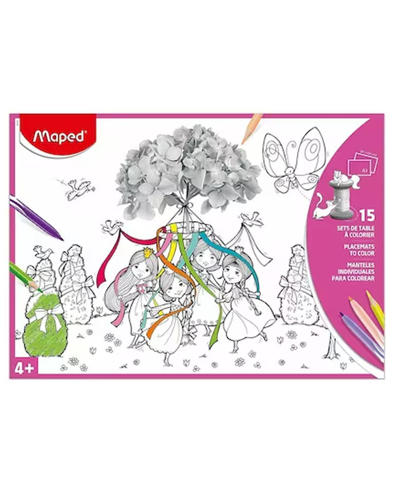 Mantel individual de cartón para colorear Maped x15 - Rosa