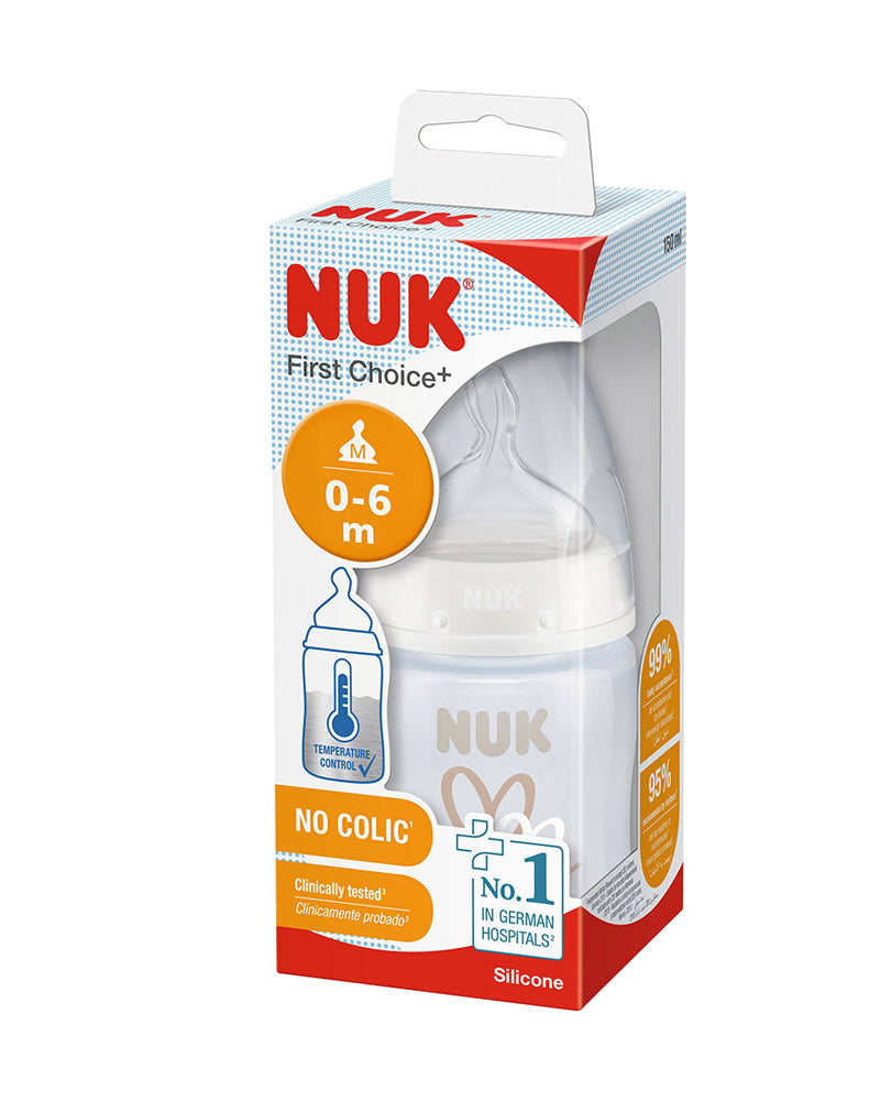 NUK Biberon First Choice+ 0-6m 150ml - Cœur Beige