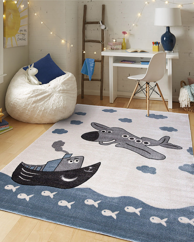 Tapis Candy Fly KJ Gris & Bleu & Crème