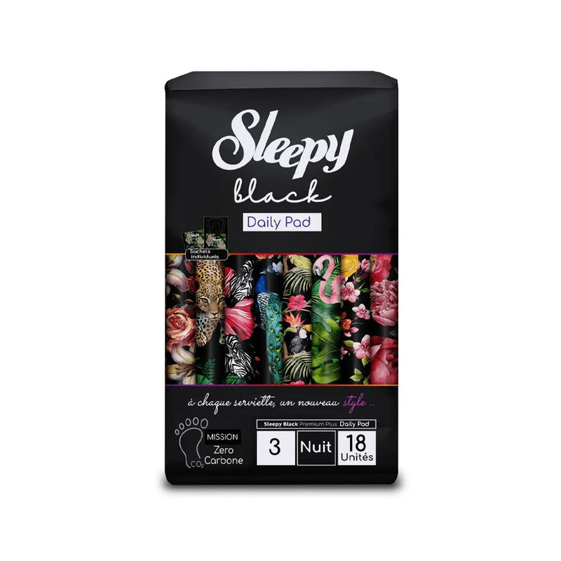Sleepy Black Premium Serviettes Hygièniques Super 3 Nuit - 18 Pièces