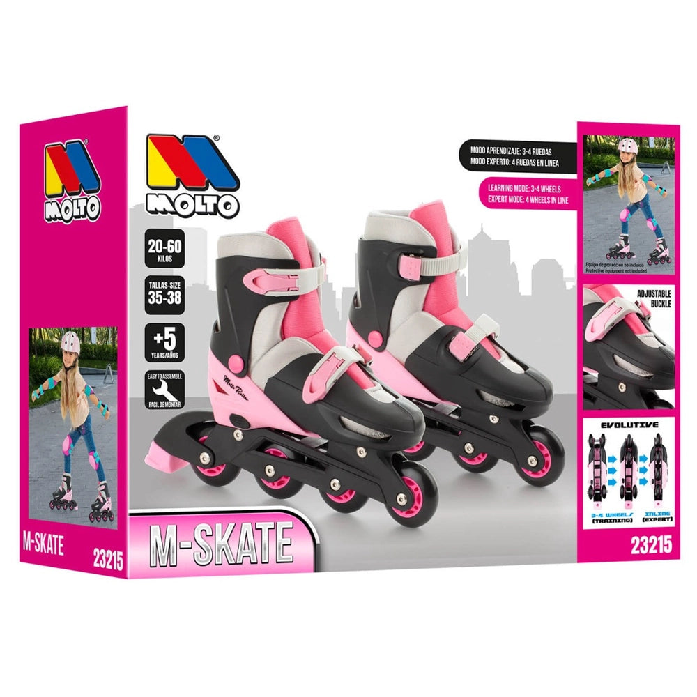Molto Roller à Roues Alignées 2en1 Taille 35-38 - Rose