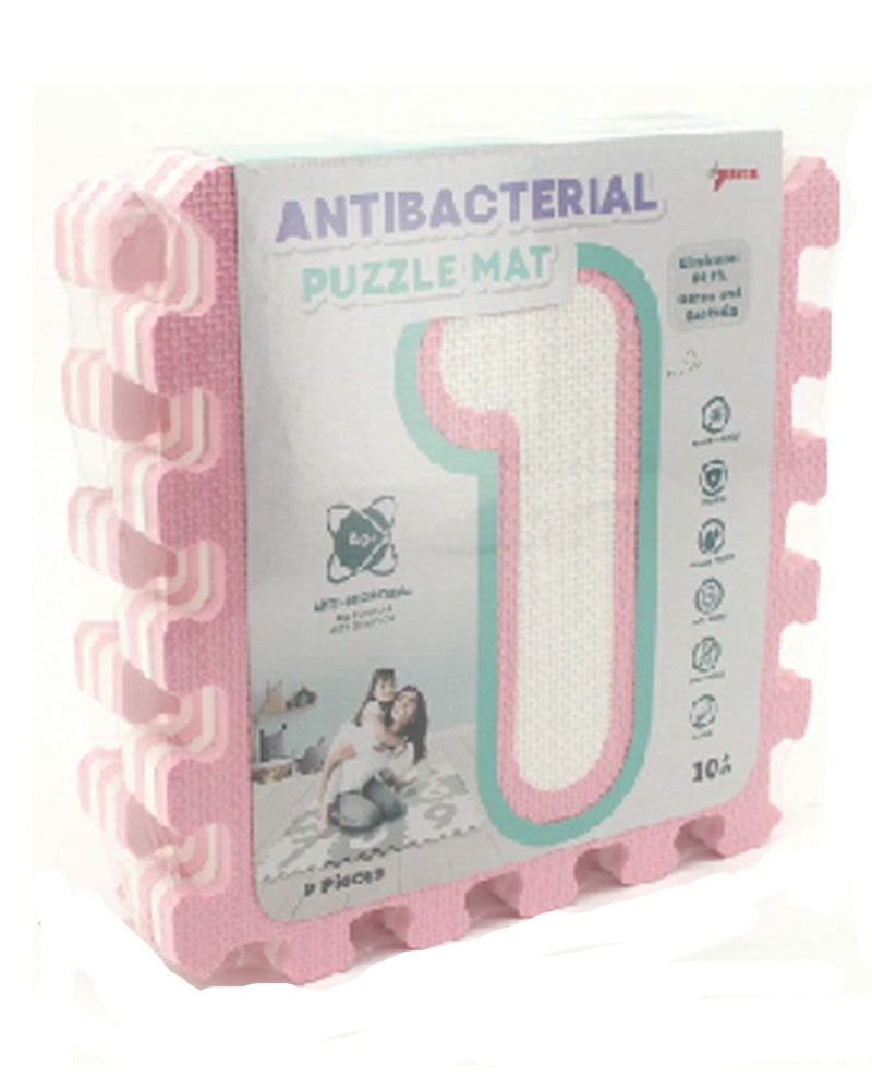 Sunta Tapis Puzzle Souple Antibactérien 10M+ - Rose & Blanc