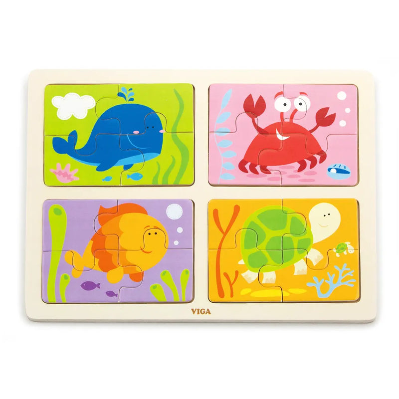 Viga Toys Puzzle en Bois Océan 4en1 18M+