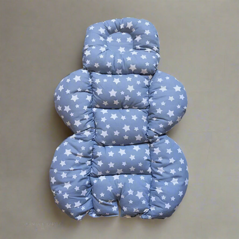 Coussin de Poussette - Étoiles Blanc sur Bleu Turquin