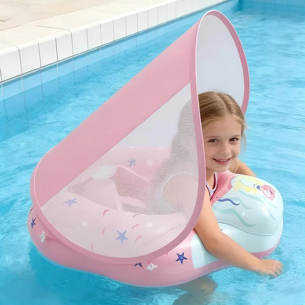 Bouée Siège Bébé avec Auvent - Licorne Rose