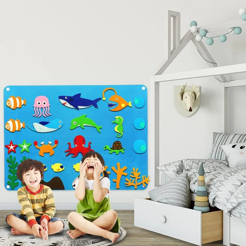 Tapis Mural Éducatif en Feutrine - Thème Marin - 3A+