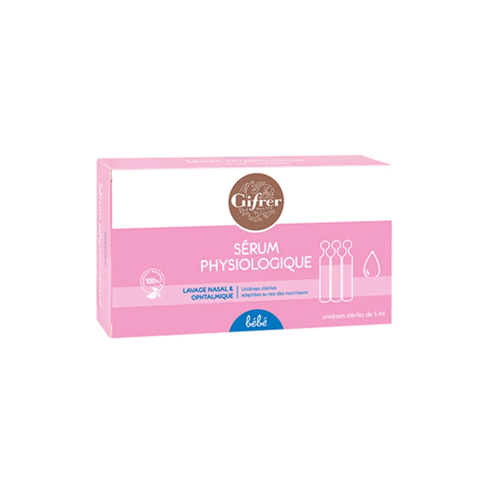 Gifrer Lot de 2 Lingettes Nettoyantes à l’Huile d’Olive 2x70 = Sérum Physiologique 5x5ml Offert