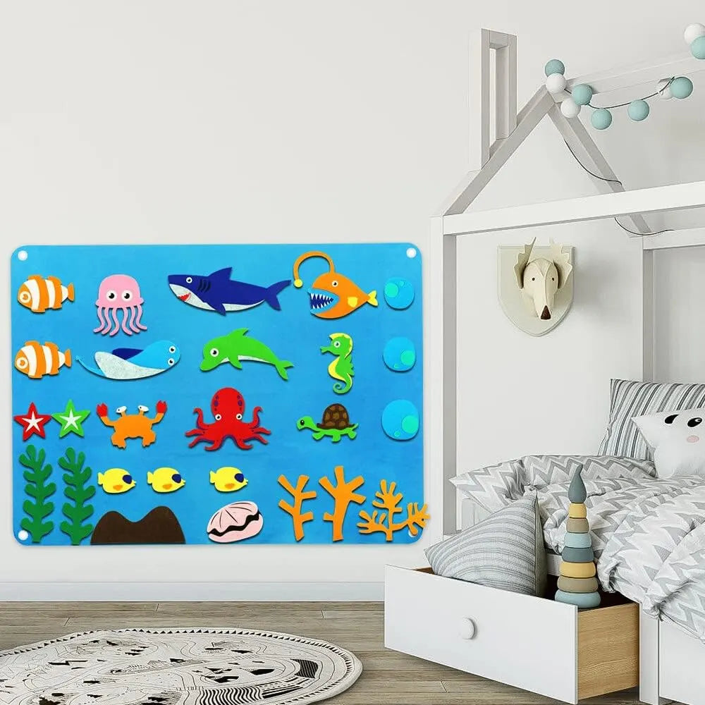 Tapis Mural Éducatif en Feutrine - Thème Marin - 3A+
