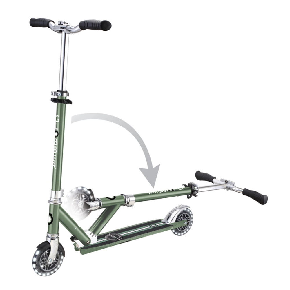 Globber Flow Elements Lights Chrome Scooter - Olive
