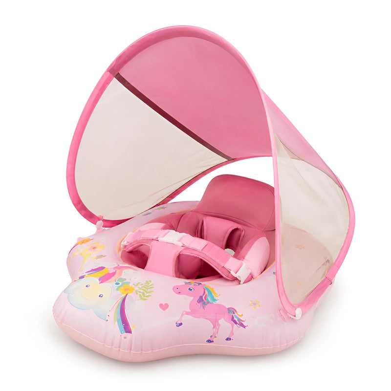Bouée Siège Bébé avec Auvent - Licorne Rose