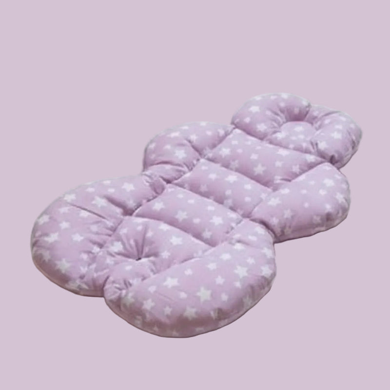 Coussin de Poussette - Étoiles Blanc sur Rose Bonbon