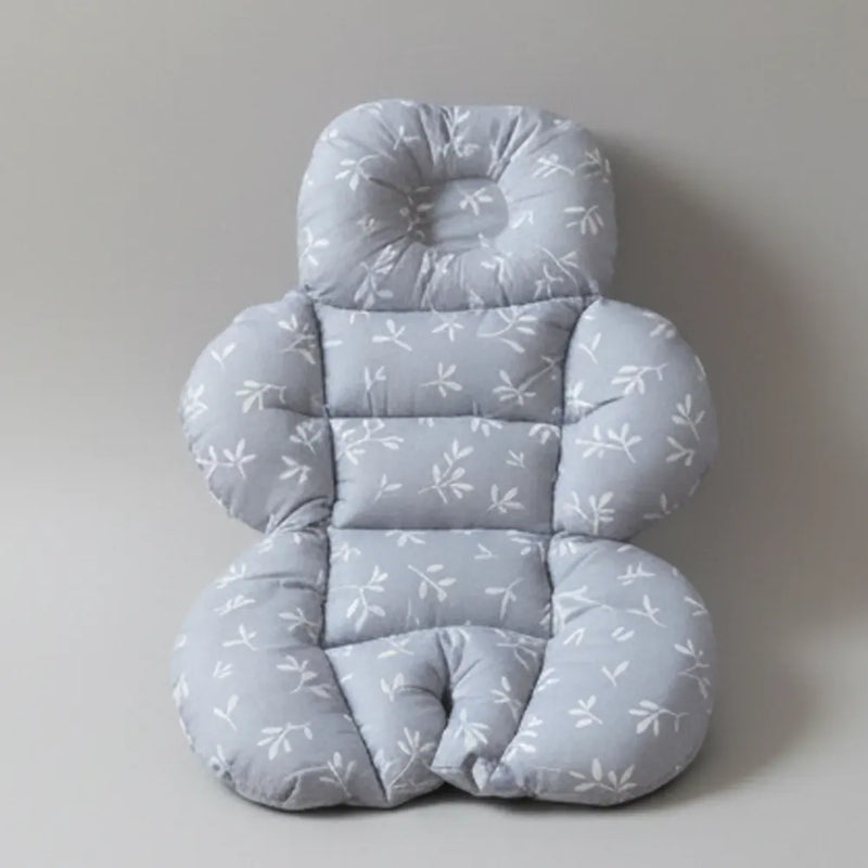 Coussin de Poussette - Floral Blanche sur Gris