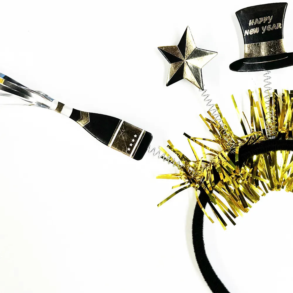 Bandeau cheveux Happy New Year avec 5 charms - vue 3
