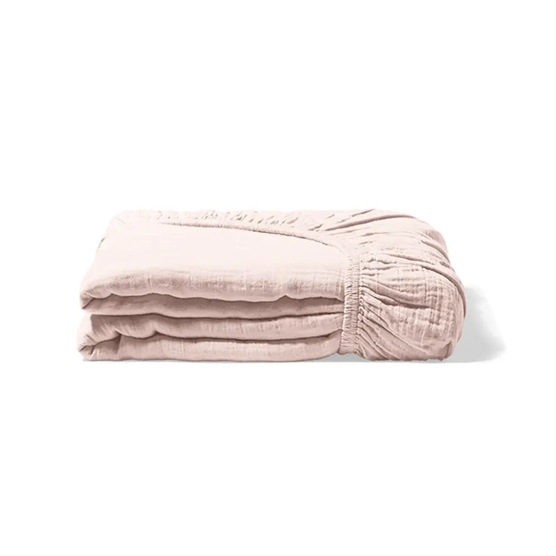 Bambidou Drap Housse 140x70 cm - Gaze de Coton Rose Clair