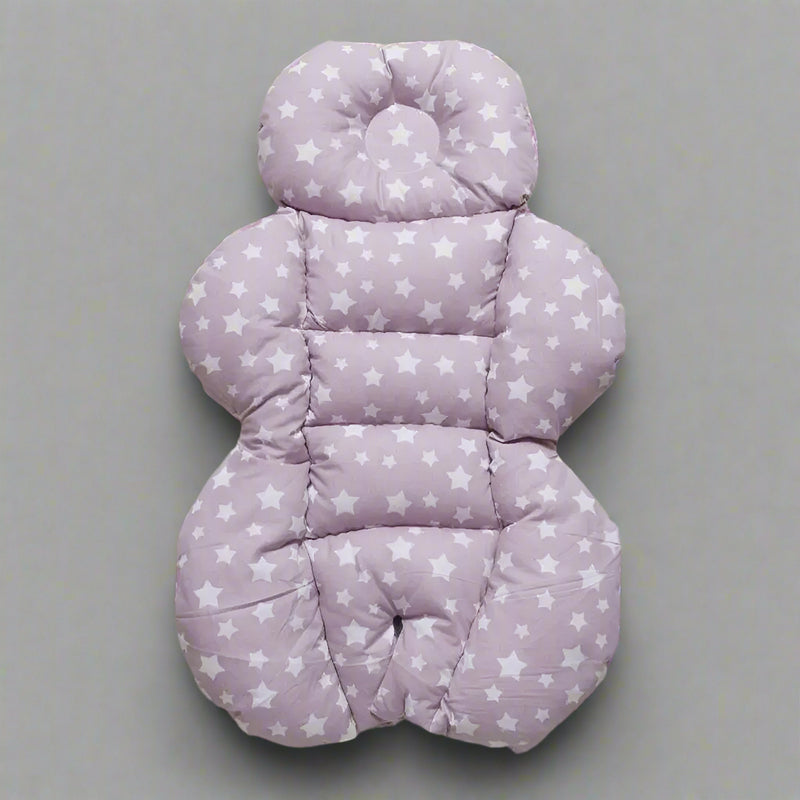 Coussin de Poussette - Étoiles Blanc sur Rose