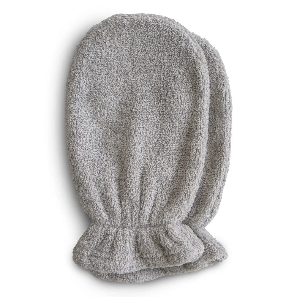 Mushie Lot de 2 Gants de Bain en Coton Biologique - Gris
