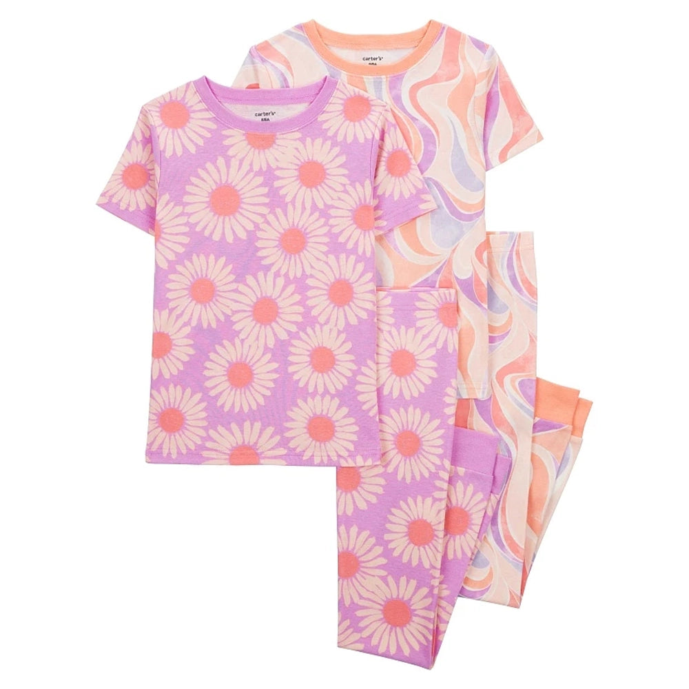 Ensemble de 4 Pièces de Pyjamas en Coton - Floral