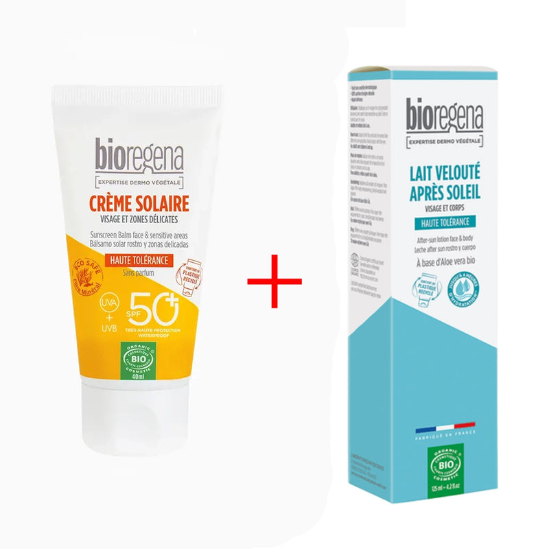 Bioregena Crème Solaire BIO SPF50+ 40ml = Lait Velouté Après Soleil 125ml Gratuit