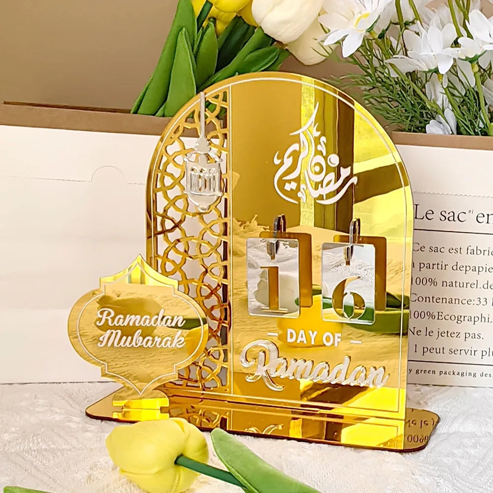 Décoration en Acrylique Calendrier Ramadan - Doré