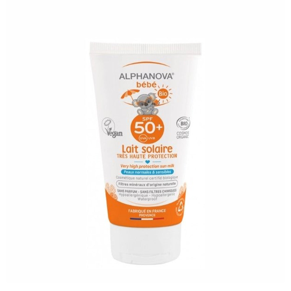 ALPHANOVA LAIT Solaire Bébé Certifiée Bio SPF 50+ Hypoallergénique 50G