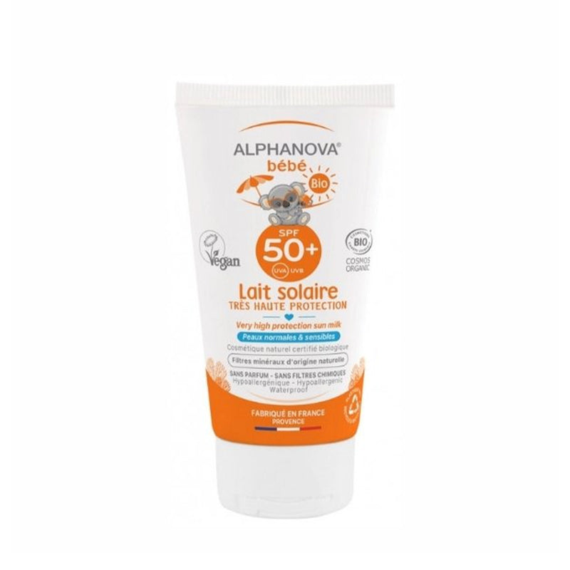 ALPHANOVA LAIT Solaire Bébé Certifiée Bio SPF 50+ Hypoallergénique 50G