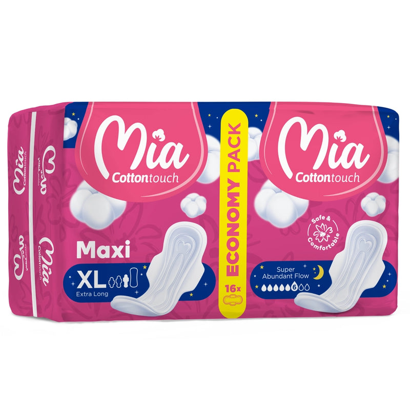 Mia Cotton Touch Serviette Hygiénique Extra Long XL - Pack 16 Unités