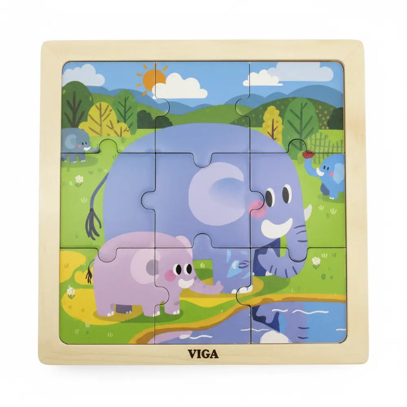Viga Toys Puzzle 9 Pièces 18M+ - Éléphant