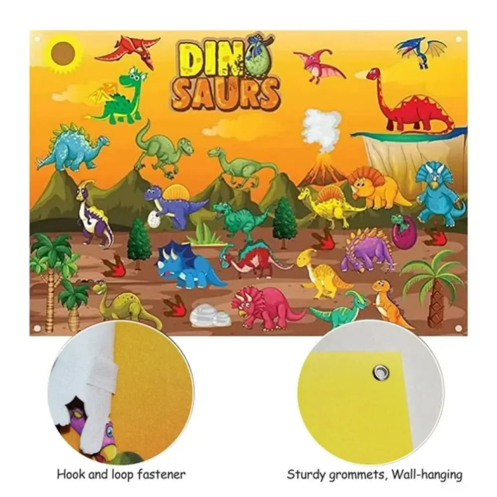 Tapis Mural Éducatif en Feutrine – Thème Dinosaures - 3A+