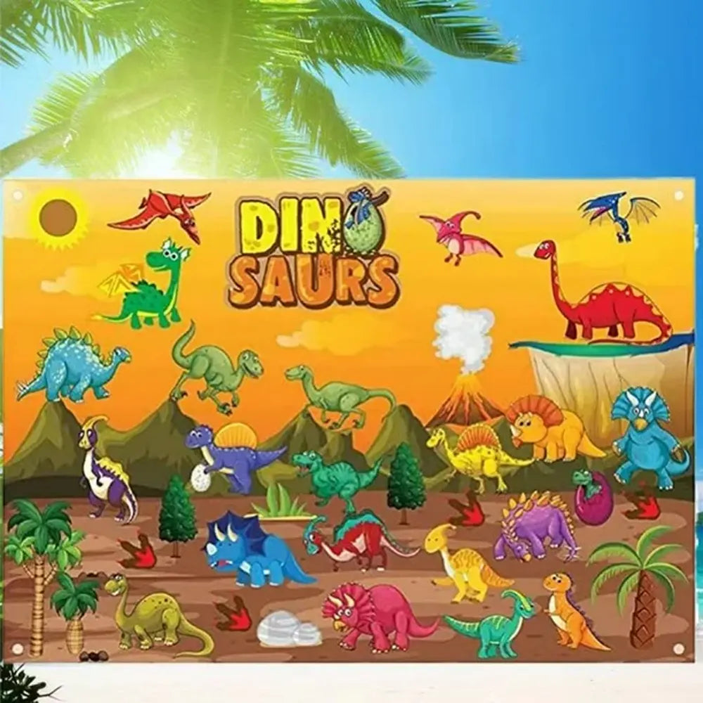 Tapis Mural Éducatif en Feutrine – Thème Dinosaures - 3A+