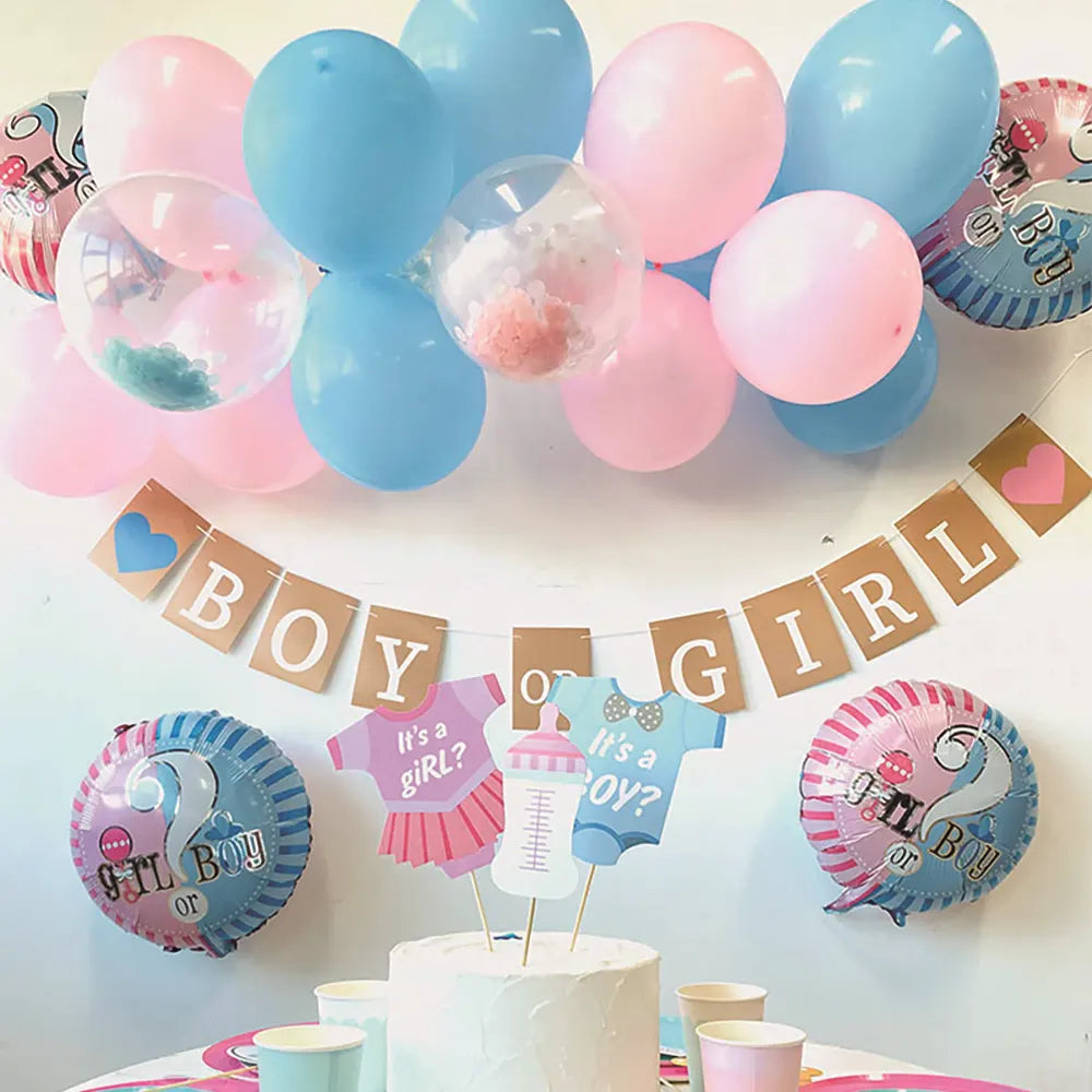 Kit de Décoration Gender Reveal Boy or Girl - Rose & Bleu