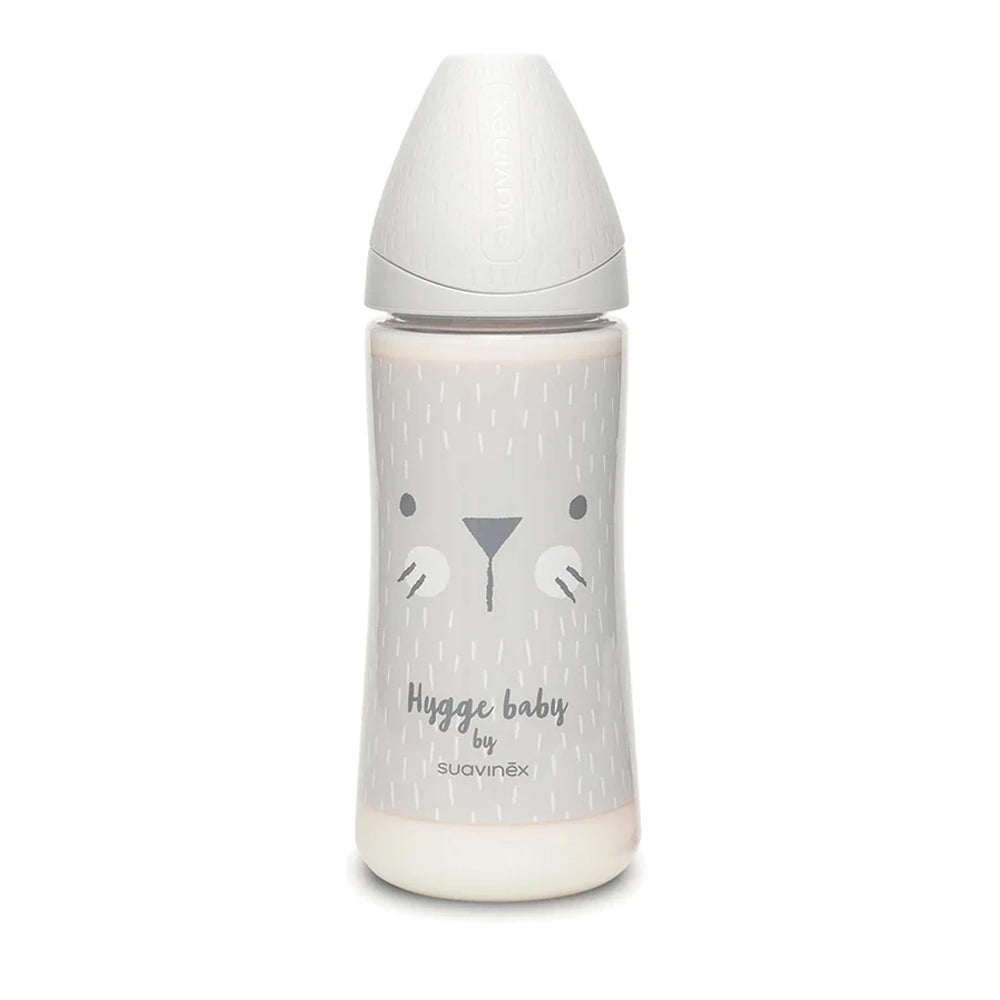 Suavinex Biberon Premium en Polyamide à Col Large 4M+ 360ml - Lapin Gris