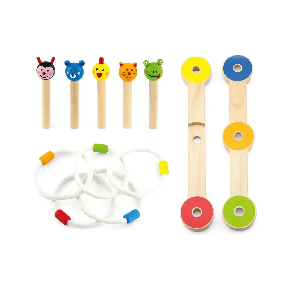 Viga Toys Jeu d’Anneaux Animaux en Bois – 3A+