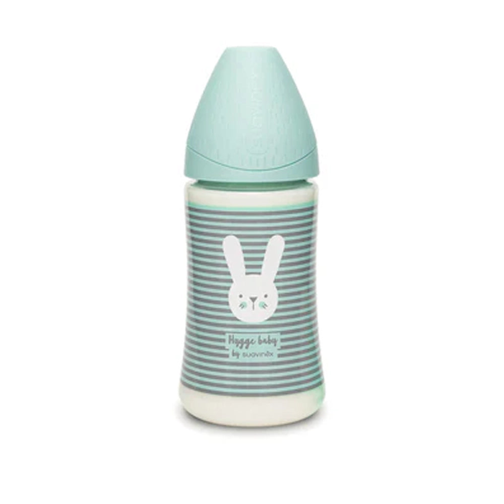 Suavinex Biberon Premium en Polyamide à Col Large 0M+ 270ml - Lapin Vert
