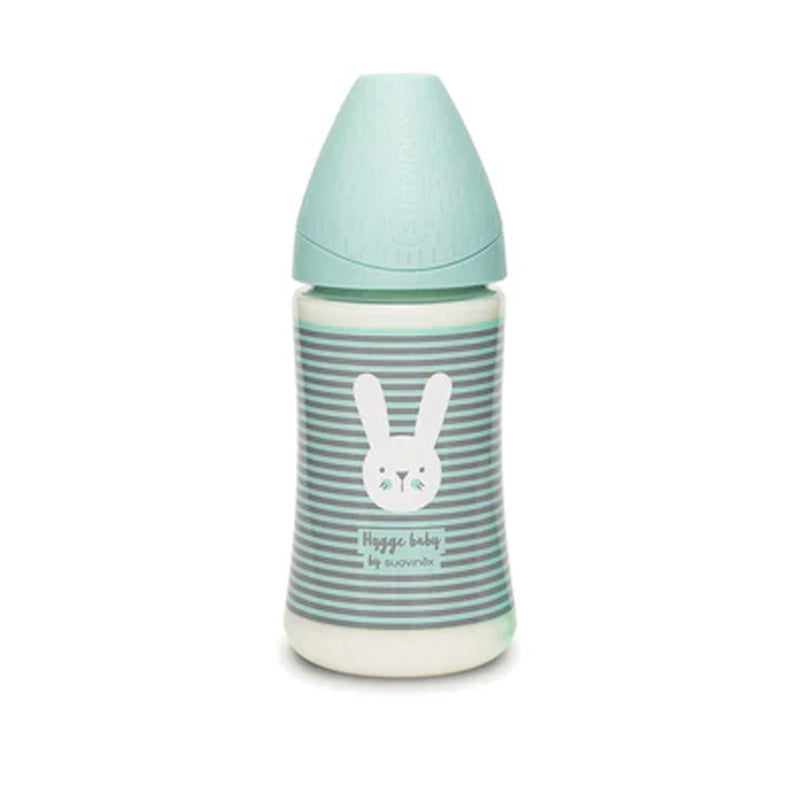 Suavinex Biberon Premium en Polyamide à Col Large 0M+ 270ml - Lapin Vert