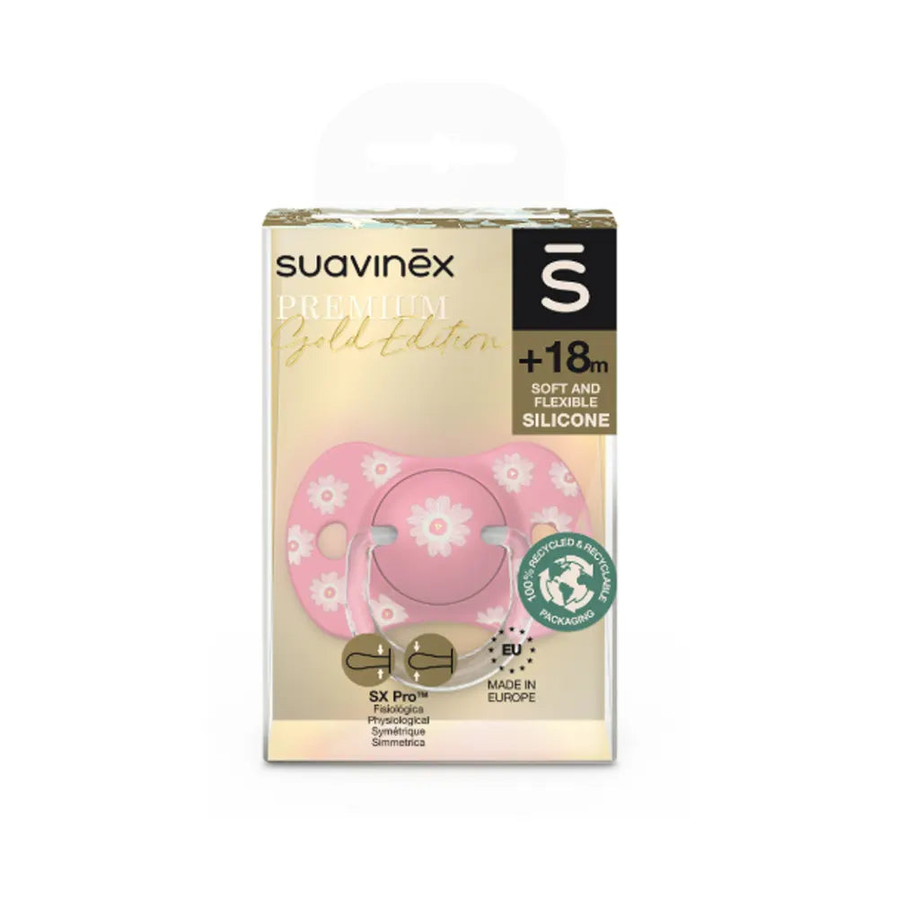 Suavinex Sucette Premium Silicone SX Pro Rose & Fleurs - 18M+