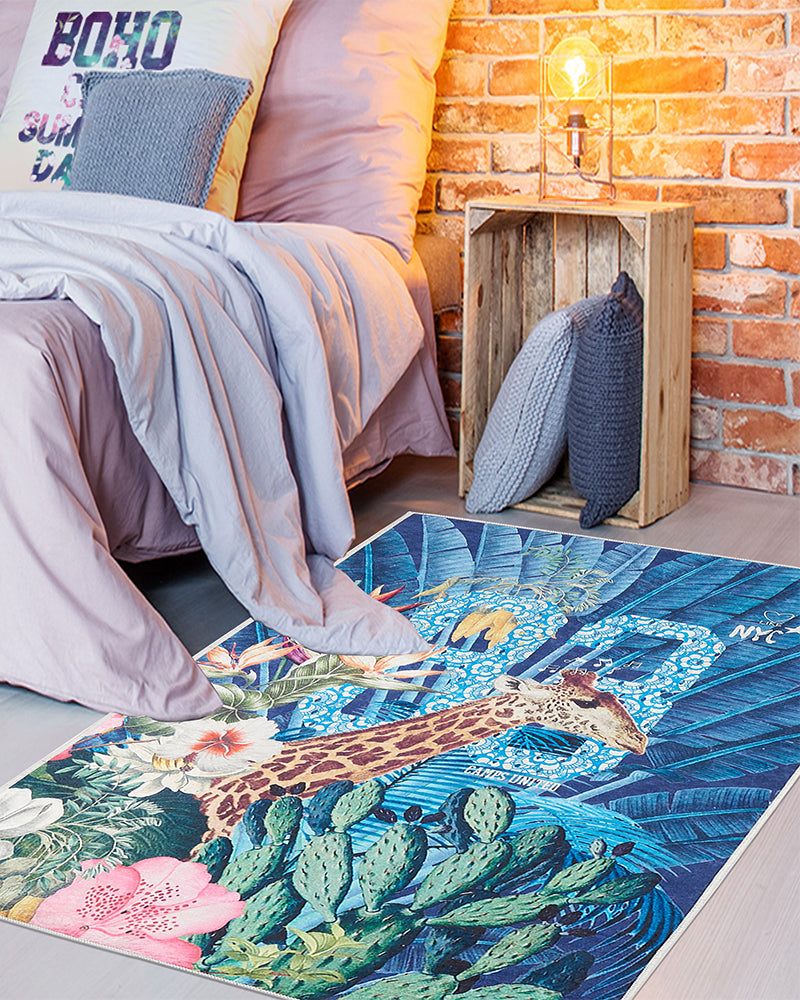 Tapis Rectangulaire Jungle Camps 160x230 cm Un Amour de Tapis - Bleu