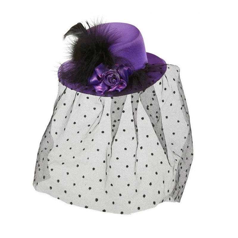 Mini Chapeau Violet avec Voile