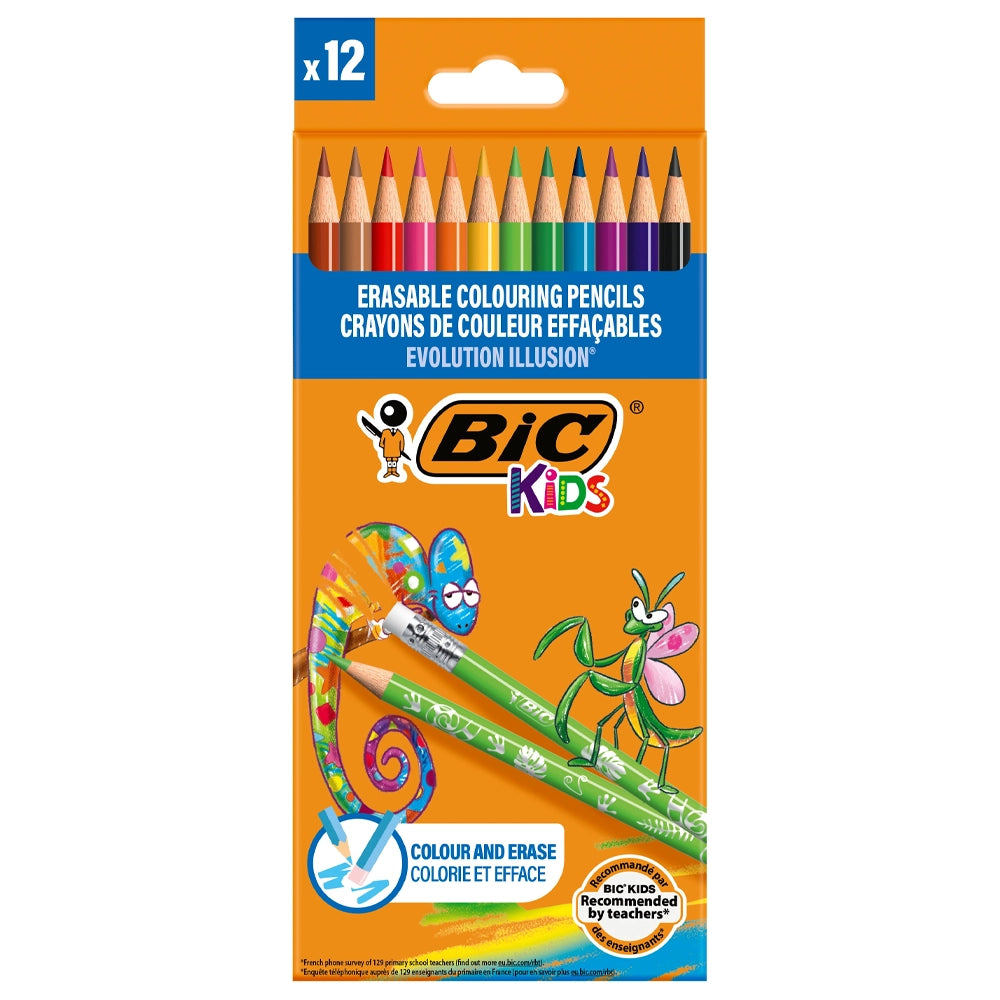 Boîte de 12 crayons de couleur effaçables Evolution Illusion Bic Kids