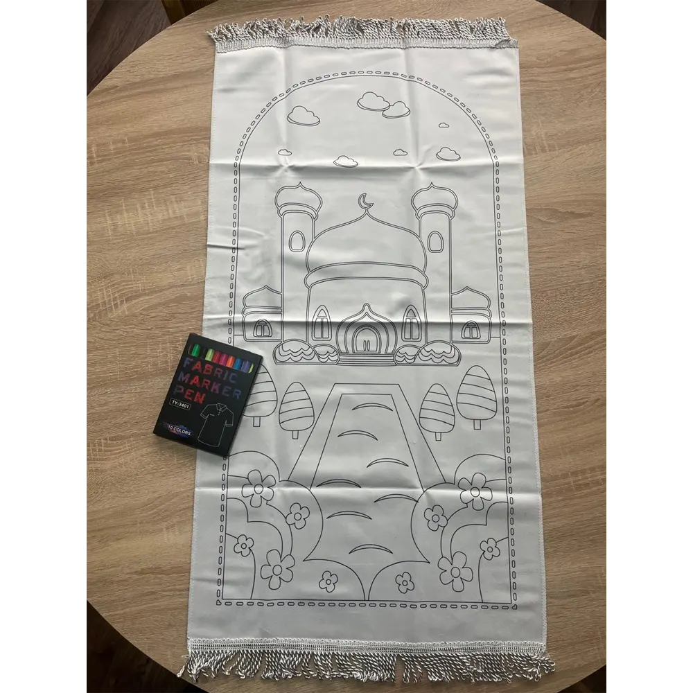 Tapis de Prière à Colorier avec Feutres Textiles 2A+ - Fleurs